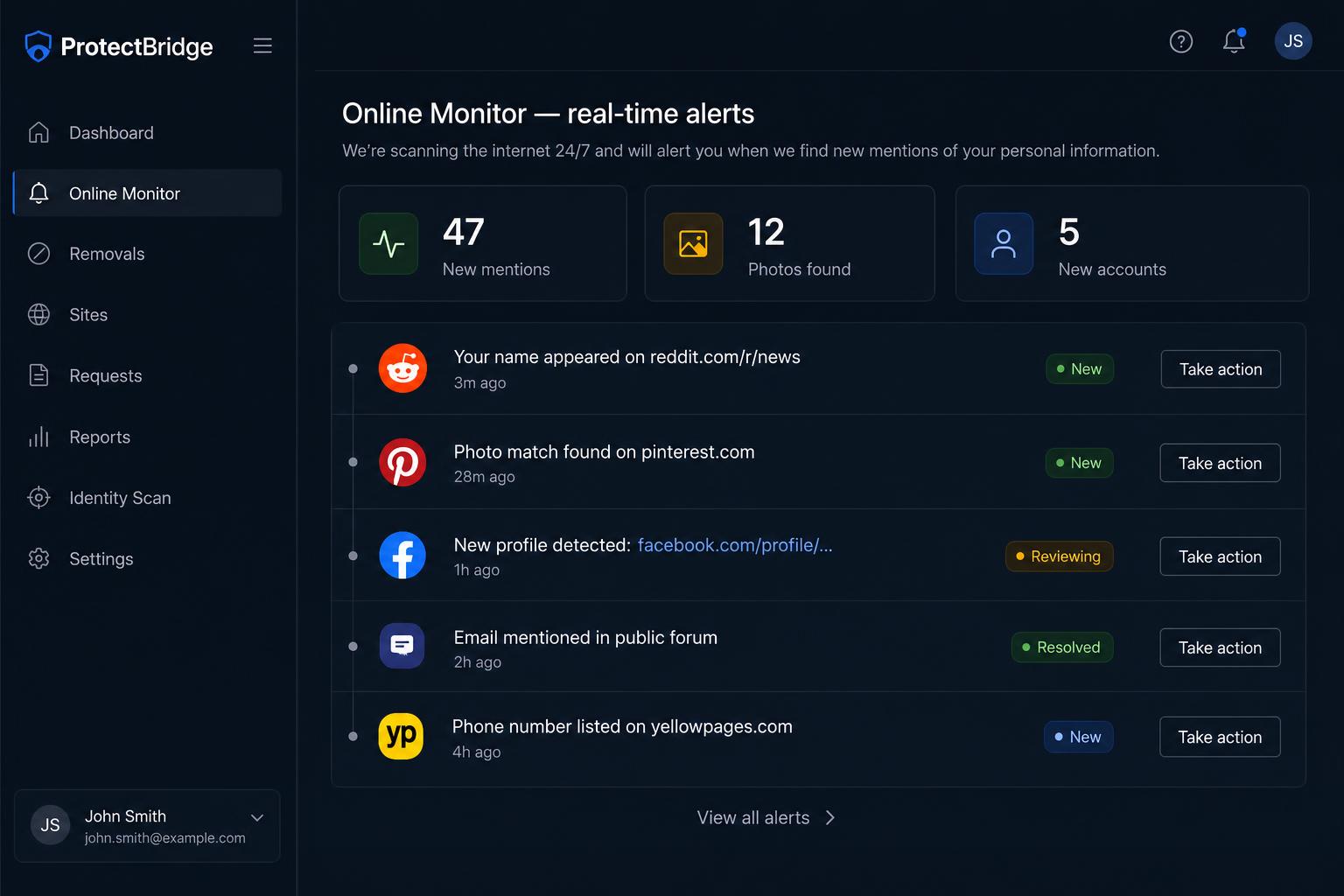 Online Monitor — ProtectBridge product UI